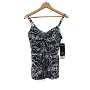 MiracleSuit Navy Patterned Tankini  Swim Top Size 10